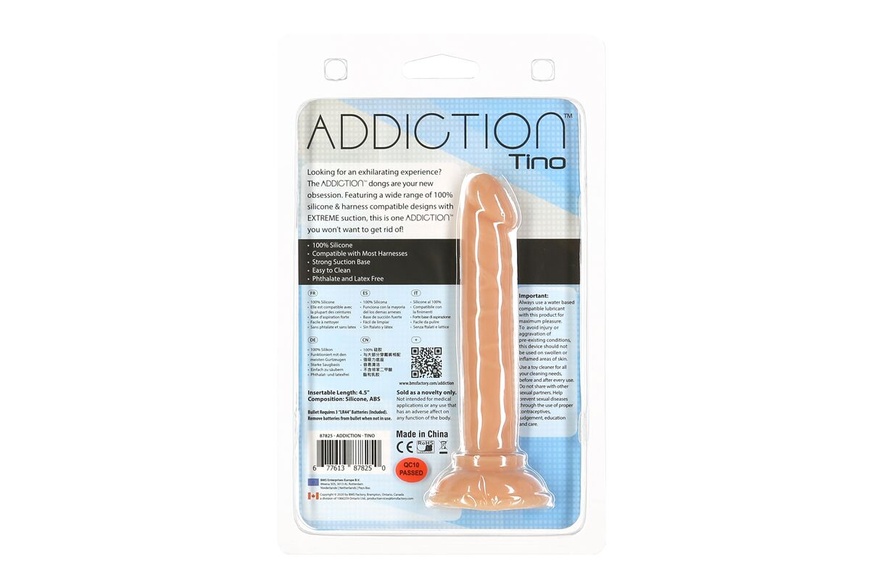 Фаллоимитатор ADDICTION Tino 5.25″ Silicone Dildo, присоска, диаметр 1,9 см, вибропуля в подарок Телесный SO7754 SO7754 фото