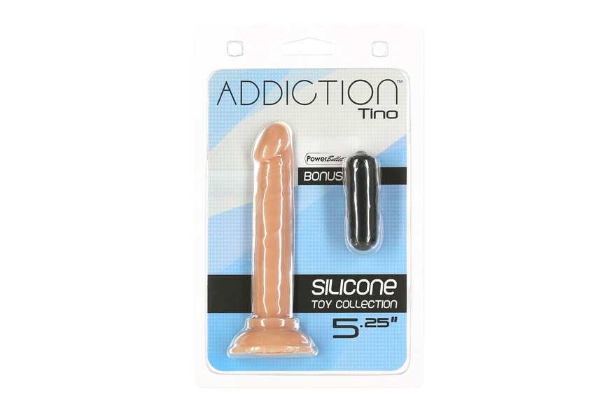 Фаллоимитатор ADDICTION Tino 5.25″ Silicone Dildo, присоска, диаметр 1,9 см, вибропуля в подарок Телесный SO7754 SO7754 фото