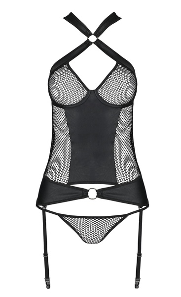 Комплект спідньої білизни в сітку Amanda Corset black S/M-Passion, P61536