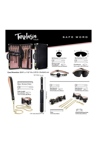 Набір для БДСМ у валізі, 10 предметів Temptasia Safe Word Bondage Kit With Suitcase Black , T331967