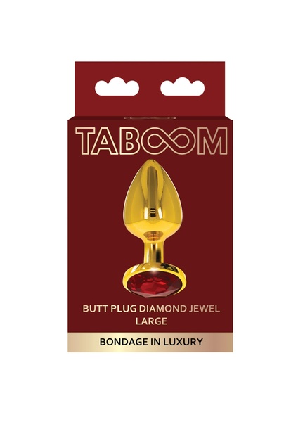 Анальний корок металевий золотистий L Butt Plug With Diamond Jewel Taboom, T17169