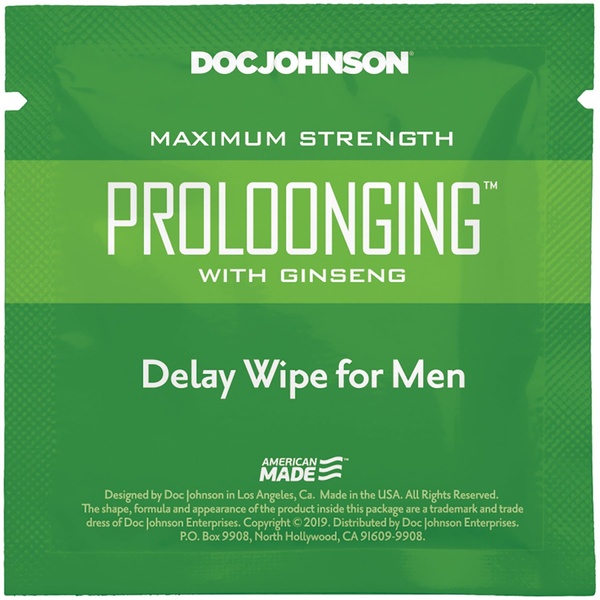 Пролонгуюча серветка Doc Johnson Delay Wipe For Men з екстрактом женьшеню , SO3486 SO3486 фото