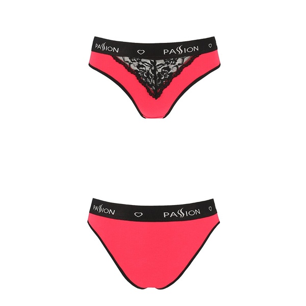 Трусики з широкою гумкою і мереживом Passion PS001 PANTIES S, red-black , SO4169