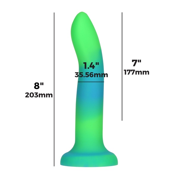 Фалоімітатор, що світиться в темряві, ADDICTION Rave 8″, Glow in the Dark Dildo Blue Green, 20,3 см , SO6849 SO6849 фото