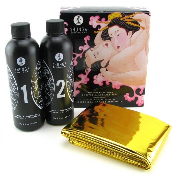 Гель для NURU масажу Shunga Oriental Body-to-Body – Sparkling Strawberry Wine плюс простирадло , SO2551 SO2551 фото