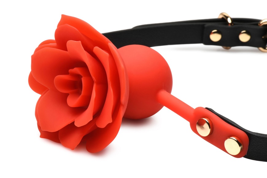 Силіконовий кляп з трояндою Master Series: Blossom Silicone Rose Gag – Red , SO8801 SO8801 фото