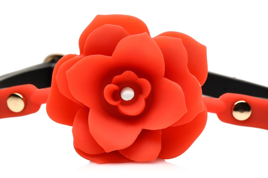 Силіконовий кляп з трояндою Master Series: Blossom Silicone Rose Gag – Red , SO8801 SO8801 фото