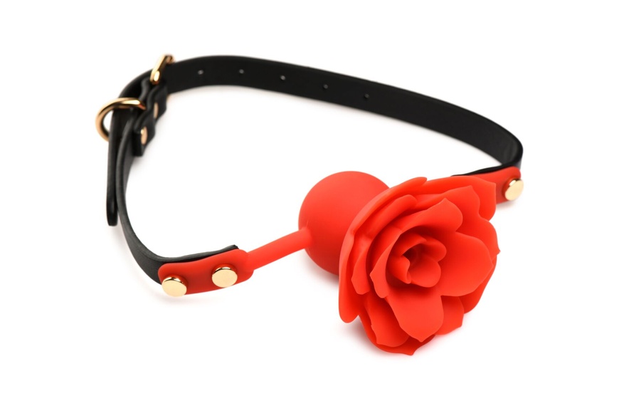 Силіконовий кляп з трояндою Master Series: Blossom Silicone Rose Gag – Red , SO8801 SO8801 фото