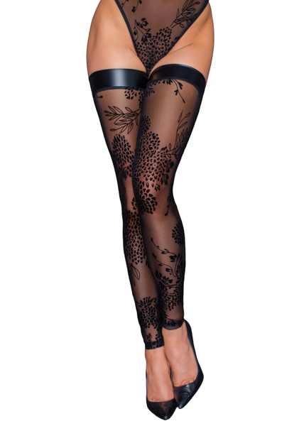 Панчохи Noir Handmade F243 Tulle stockings with patterned flock embroidery - S, SX0155 SX0155 фото