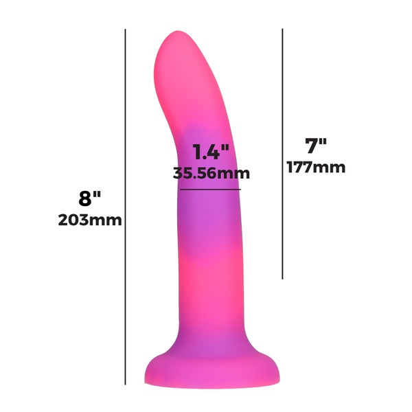 Светящийся в темноте фаллоимитатор ADDICTION Rave 8″ Glow in the Dark Dildo Pink Purple, 20,3 см SO6850 SO6850 фото