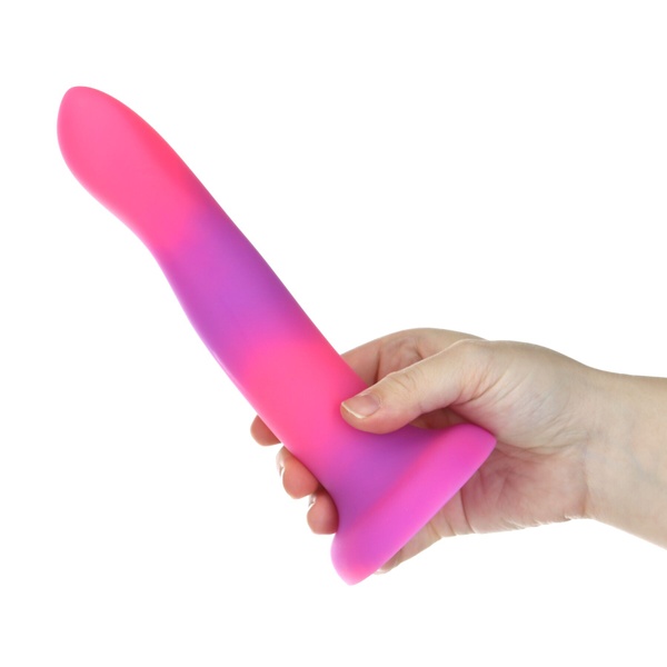 Светящийся в темноте фаллоимитатор ADDICTION Rave 8″ Glow in the Dark Dildo Pink Purple, 20,3 см SO6850 SO6850 фото