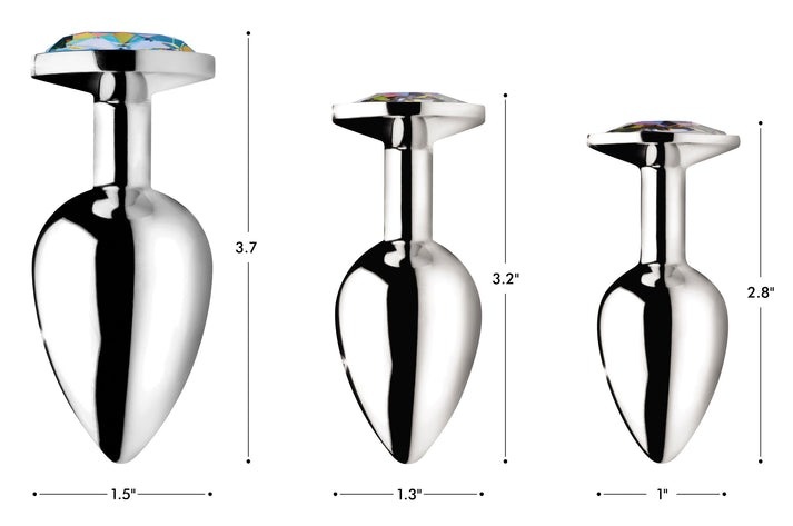 Анальна пробка, L, з райдужним каменем, металева, AG375-Large