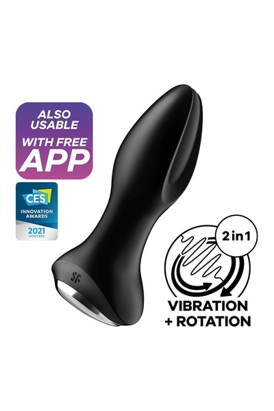 Анальна смарт вібропробка із перлинним масажем Satisfyer Rotator Plug 2+ Black , SO6279 SO6279 фото