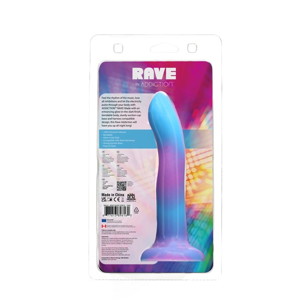 Светящийся в темноте фаллоимитатор ADDICTION Rave 8″ Glow in the Dark Dildo Blue Purple, 20,3 см SO6851 SO6851 фото