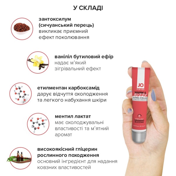 Возбуждающий гель для клитора System JO WARM & BUZZY (10 мл) с эффектом жидкого вибратора SO1797 SO1797 фото