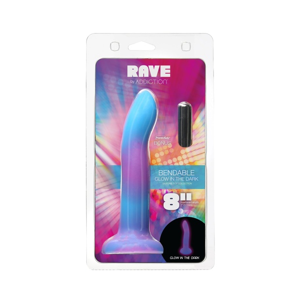 Фалоімітатор, що світиться в темряві, ADDICTION Rave 8″ Glow in the Dark Dildo Blue Purple, 20,3 см , SO6851 SO6851 фото