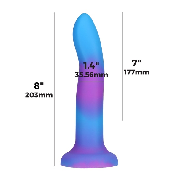 Светящийся в темноте фаллоимитатор ADDICTION Rave 8″ Glow in the Dark Dildo Blue Purple, 20,3 см SO6851 SO6851 фото