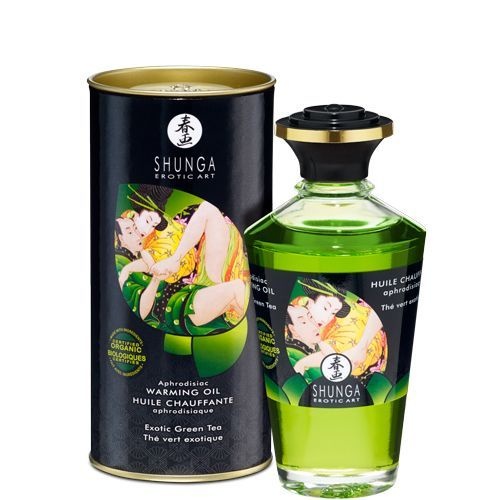 Органічна розігрівальна олія Shunga Aphrodisiac Warming Oil – Exotic green tea (100 мл) без цукру , SO2503 SO2503 фото