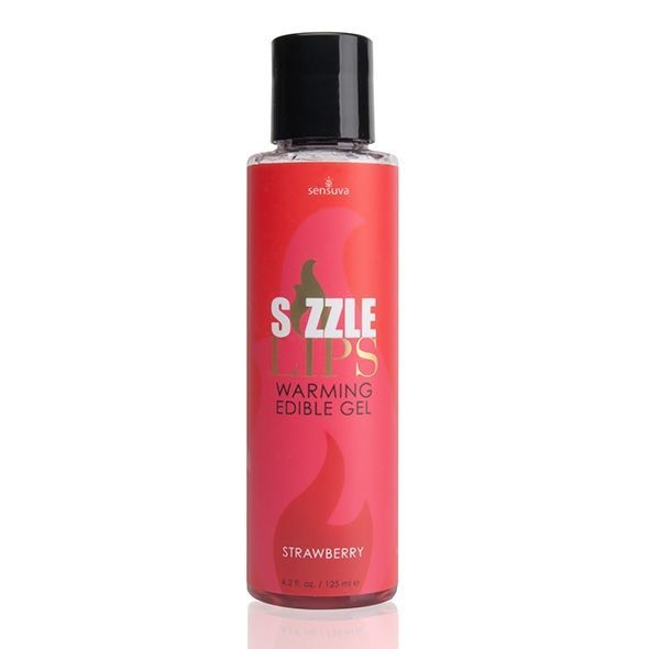 Зігрівальний масажний гель Sensuva Sizzle Lips Strawberry (125 мл), без цукру, їстівний , SO3210 SO3210 фото