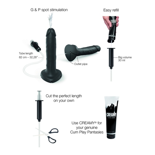 Кончающий фаллоимитатор Strap-On-Me Squirting Cum Dildo Realistic Black, диам. 3,5 см, силикон SO9015 SO9015 фото