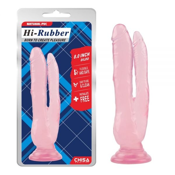 Фалоімітатор подвійний Chisa Hi-Rubber 8.0 Pink , CH16426