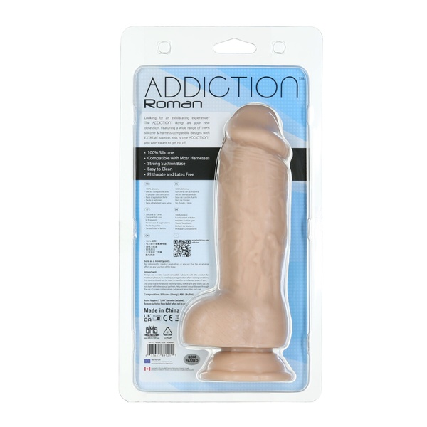 Реалистичный фаллоимитатор ADDICTION Roman 8″ Girthy Dong, длина 22 см, диаметр 6 см Бежевый SO6852 SO6852 фото