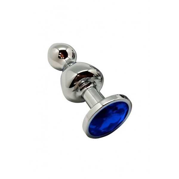 Металлическая анальна пробка Wooomy Lollypop Double Ball Metal Plug Blue S, диаметр 2,8 см, длина 8, SO7415 SO7415 фото