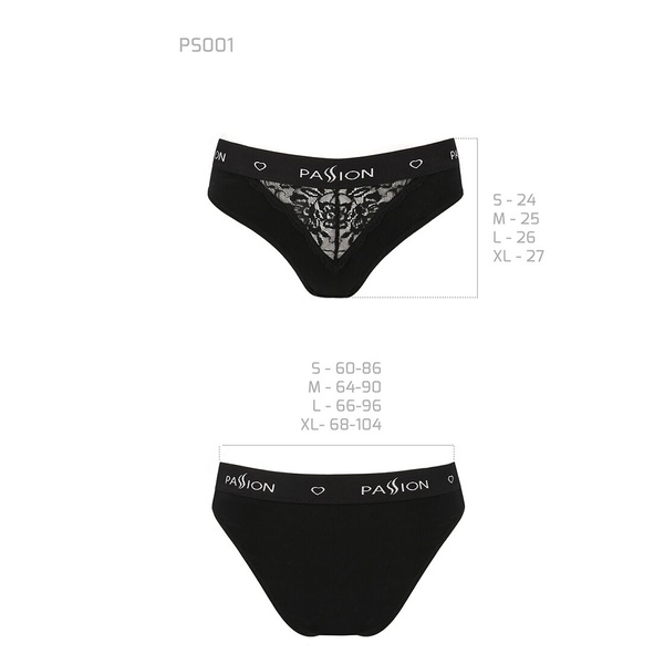 Трусики с широкой резинкой и кружевом Passion PS001 PANTIES L, black SO4159