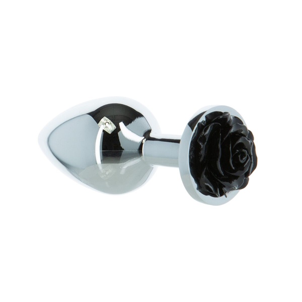 Металлическая анальная пробка Lux Active с розой - Rose Anal Plug - Black, вибропуля в подарок SO5572 SO5572 фото