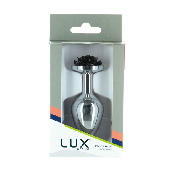 Металлическая анальная пробка Lux Active с розой - Rose Anal Plug - Black, вибропуля в подарок SO5572 SO5572 фото