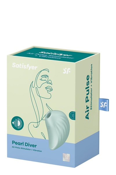 Вакуумный клиторальный стимулятор с вибрацией Satisfyer Pearl Diver mint , T360387