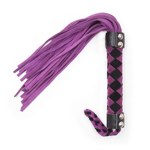 Флогер шкіра leather DS Fetish flogger Purple Black 38 cm , 292301045