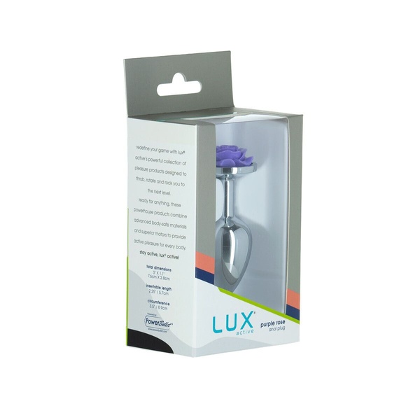 Металева анальна пробка Lux Active з трояндою - Rose Anal Plug - Purple, віброкуля в подарунок , SO5573 SO5573 фото