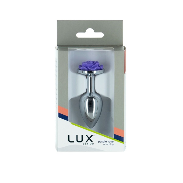 Металева анальна пробка Lux Active з трояндою - Rose Anal Plug - Purple, віброкуля в подарунок , SO5573 SO5573 фото