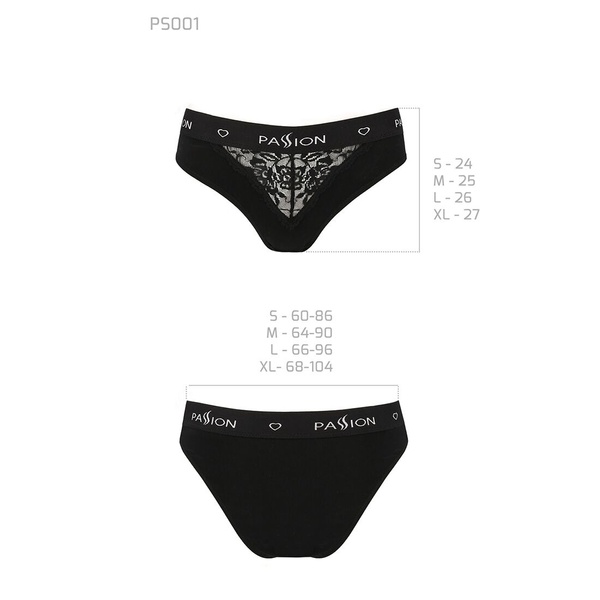 Трусики з широкою гумкою і мереживом Passion PS001 PANTIES M, black , SO4160