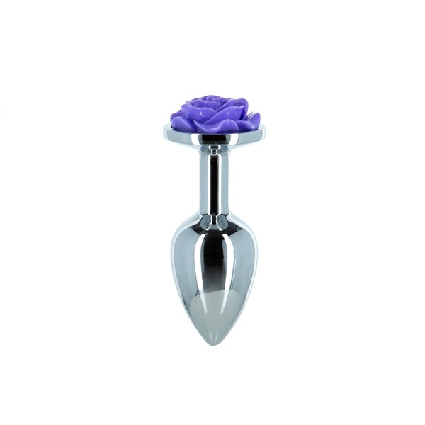 Металева анальна пробка Lux Active з трояндою - Rose Anal Plug - Purple, віброкуля в подарунок, SO5573 SO5573 фото