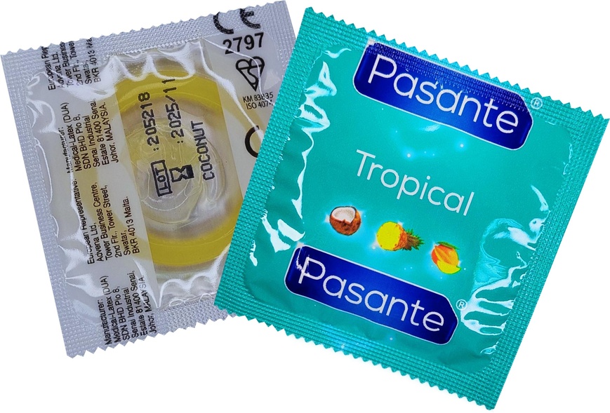 Презервативи зі смаком ананаса, 53мм, Рasante Tropical condoms, за 6 шт., 1075KA-3 1075KA-3 фото