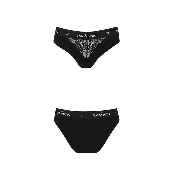 Трусики з широкою гумкою і мереживом Passion PS001 PANTIES S, black , SO4161