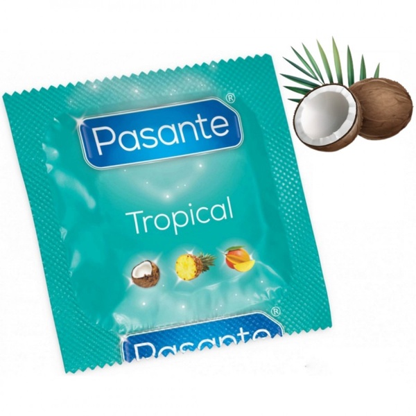 Презервативы со вкусом кокоса ,53мм , Рasante Tropical condoms , за 6 шт , 1075KA-2 1075KA-2 фото