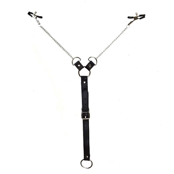 Зажимы для сосков с фиксацией на пенисе Art of Sex – Nipple Clamps for Men, экокожа SO5146 SO5146 фото