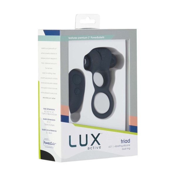 Подвійне ерекційне кільце з вібрацією Lux Active-Triad - Vibrating Dual Cock Ring, пульт ДК , SO5575 SO5575 фото