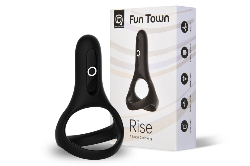 Подвійне ерекційне кільце Fun Town Rise Black, керування зі смартфона Чорний, SO5747 SO5747 фото