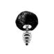 Металлическая анальная пробка Кроличий хвостик Alive Fluffy Twist Plug M Black, диаметр 3,4 см SO6309