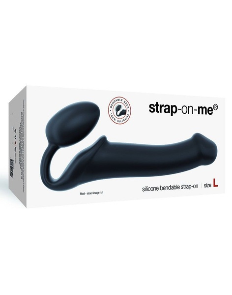 Безремневой страпон Strap-On-Me Black L, полностью регулируемый, диаметр 3,7см Черный SO2712 SO2712 фото