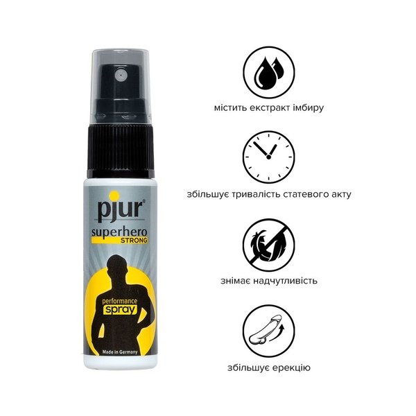 Пролонгувальний спрей pjur Superhero Strong Spray 20 ml, з екстрактом імбиру, всотується в шкіру , PJ12920 PJ12920 фото