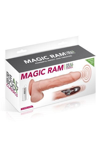 Фаллоимитатор-пульсатор с вибрацией Real Body - Magic Ram, диаметр 4см, движение вперед-назад Телесный SO1891 SO1891 фото