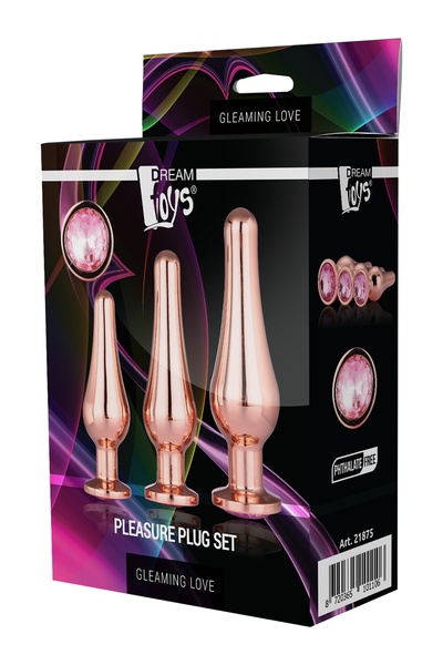 DT21875 Набор анальных пробок конической формы Dream Toys GLEAMING LOVE PLEASURE SET ROSE GOLD , DT21875