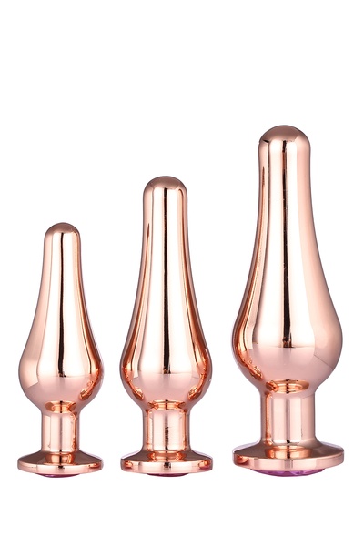 DT21875 набір анальних пробок конічної форми Dream Toys GLEAMING LOVE PLEASURE SET ROSE GOLD , DT21875