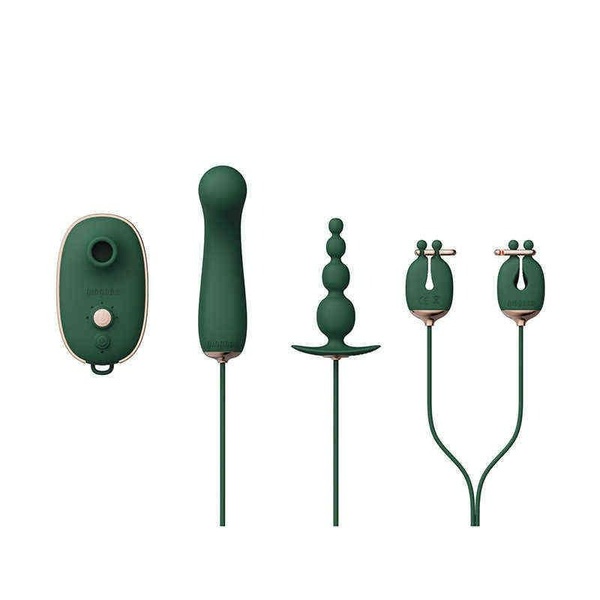 Анальный плаг с вибрацией Qingnan No.8 Mini Vibrating Anal Beads Green , Q98002