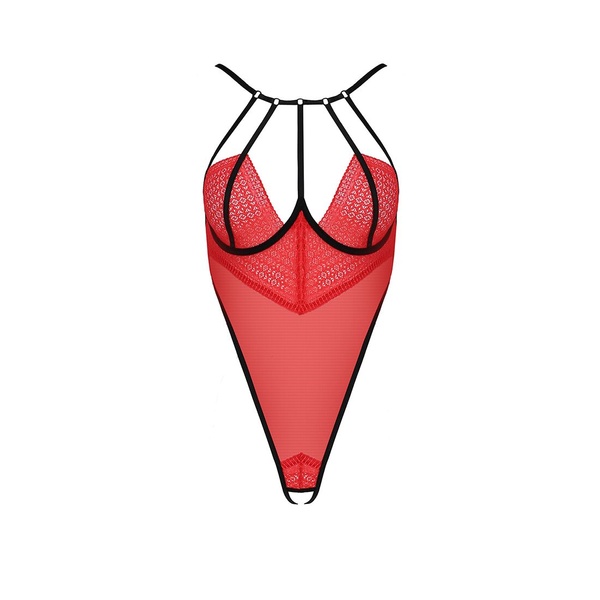 Боді з високим вирізом стегна Passion Exclusive AKITA BODY L/XL, red Червоний, PS24201 PS24201 фото